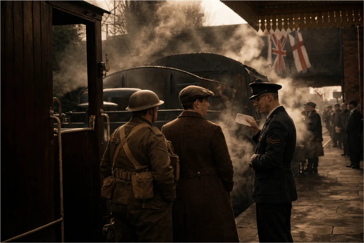 1940's Weekend Men At Railway Station