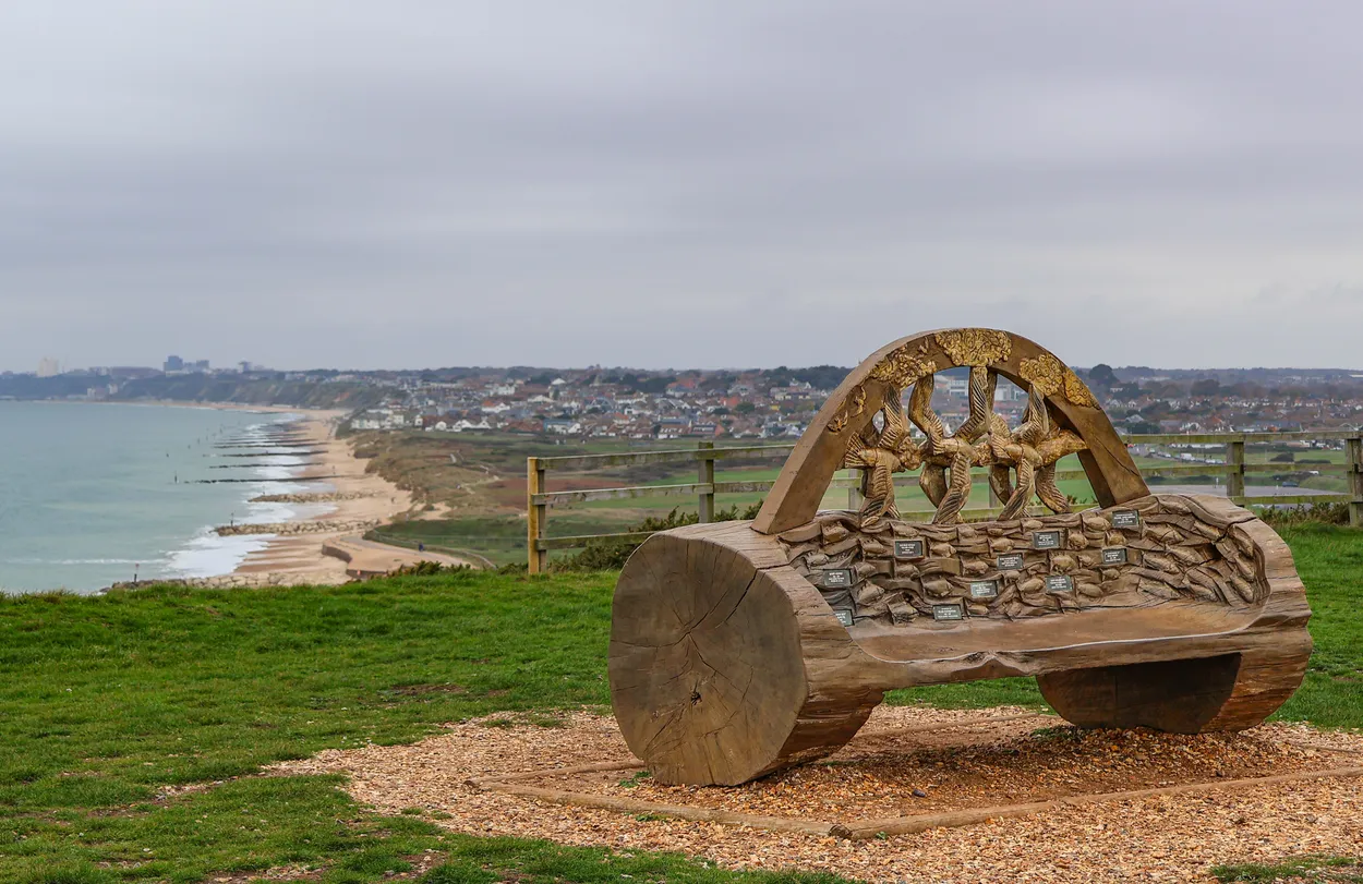 Carved bench with a view