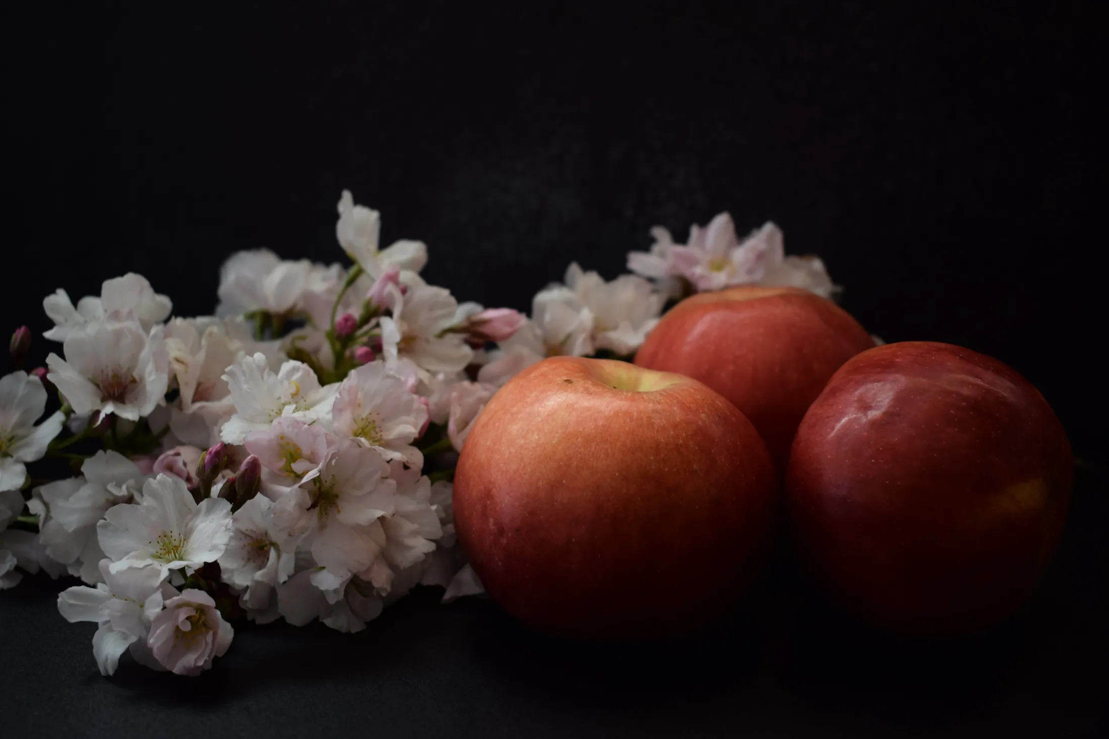 Apples and japanese cherry flowers