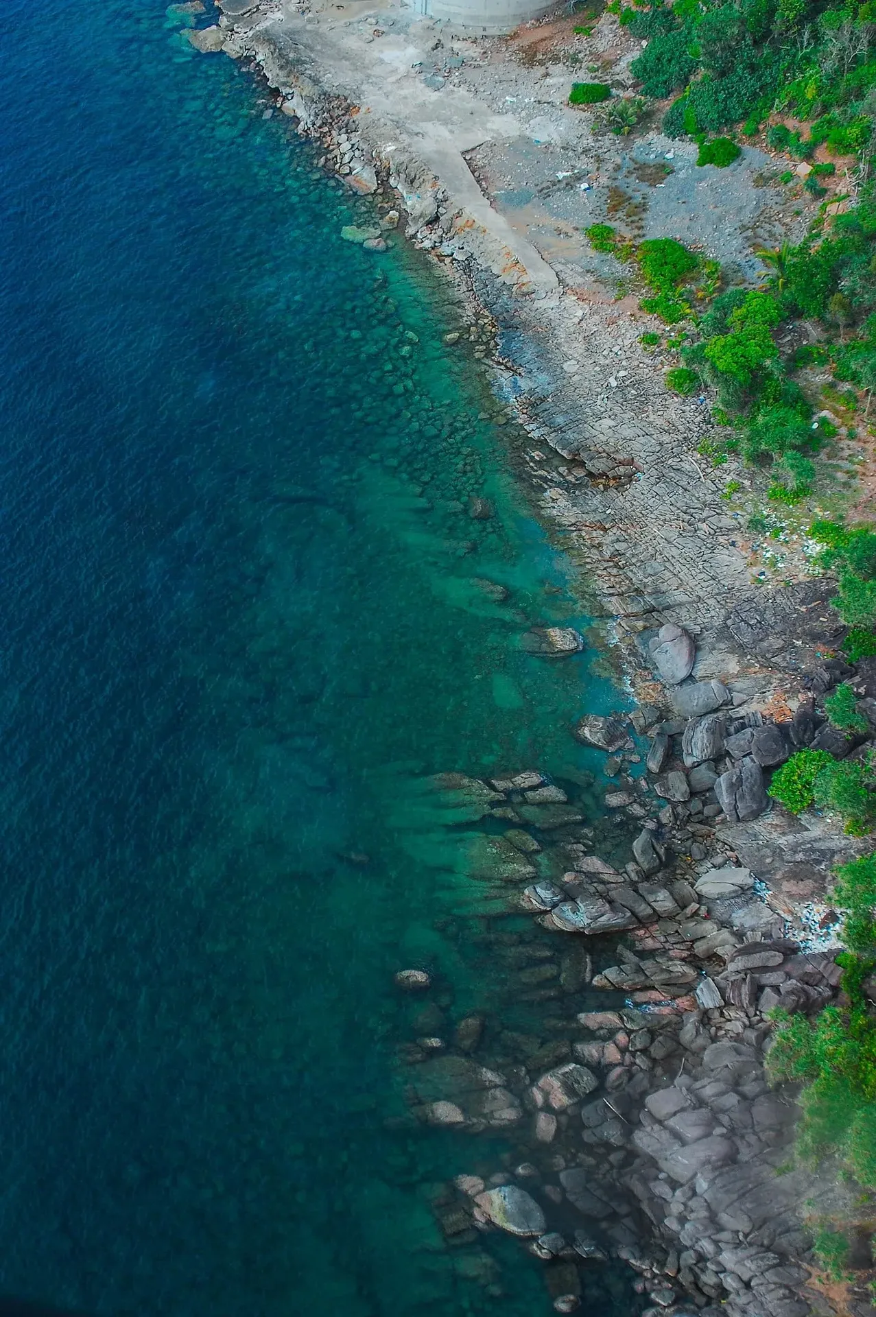 Aerial shot of the coast