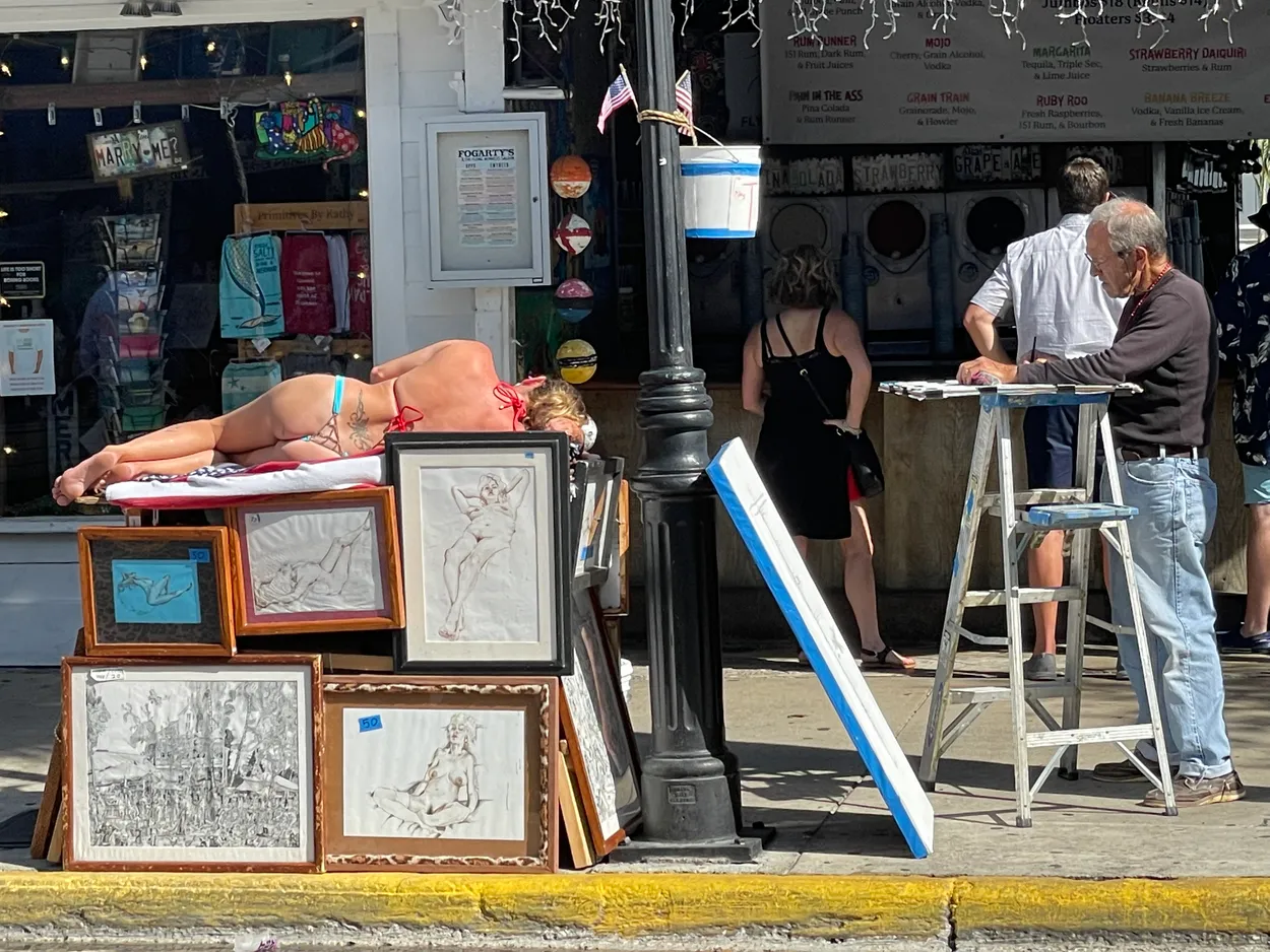 Artist at work on Duval Street in Key West