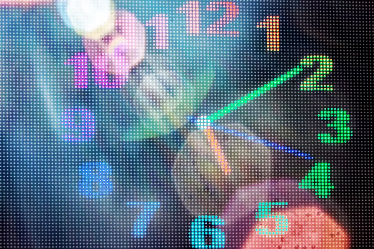 Digitalized Clock Face with Lens Flare
