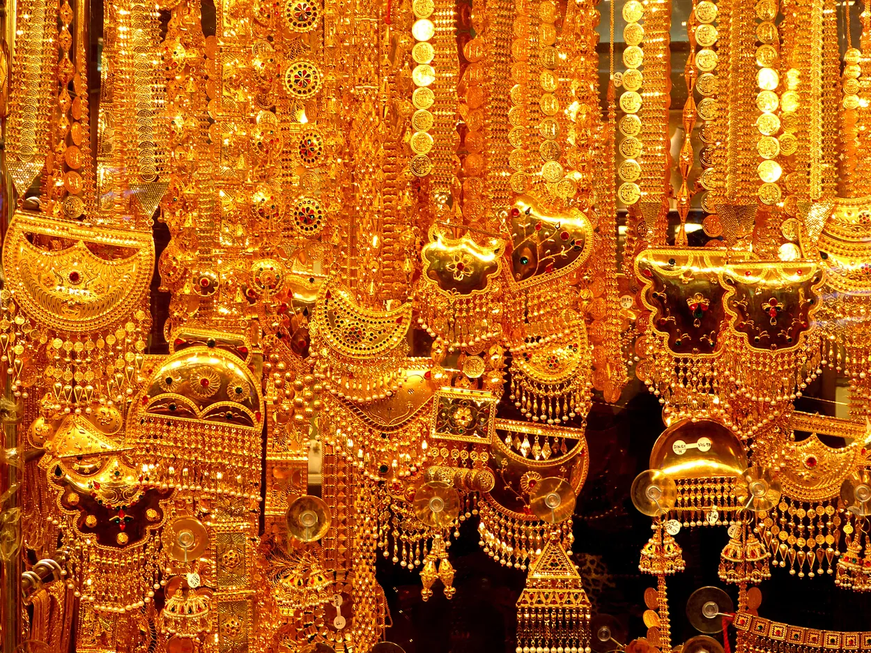 Gold with gemstones