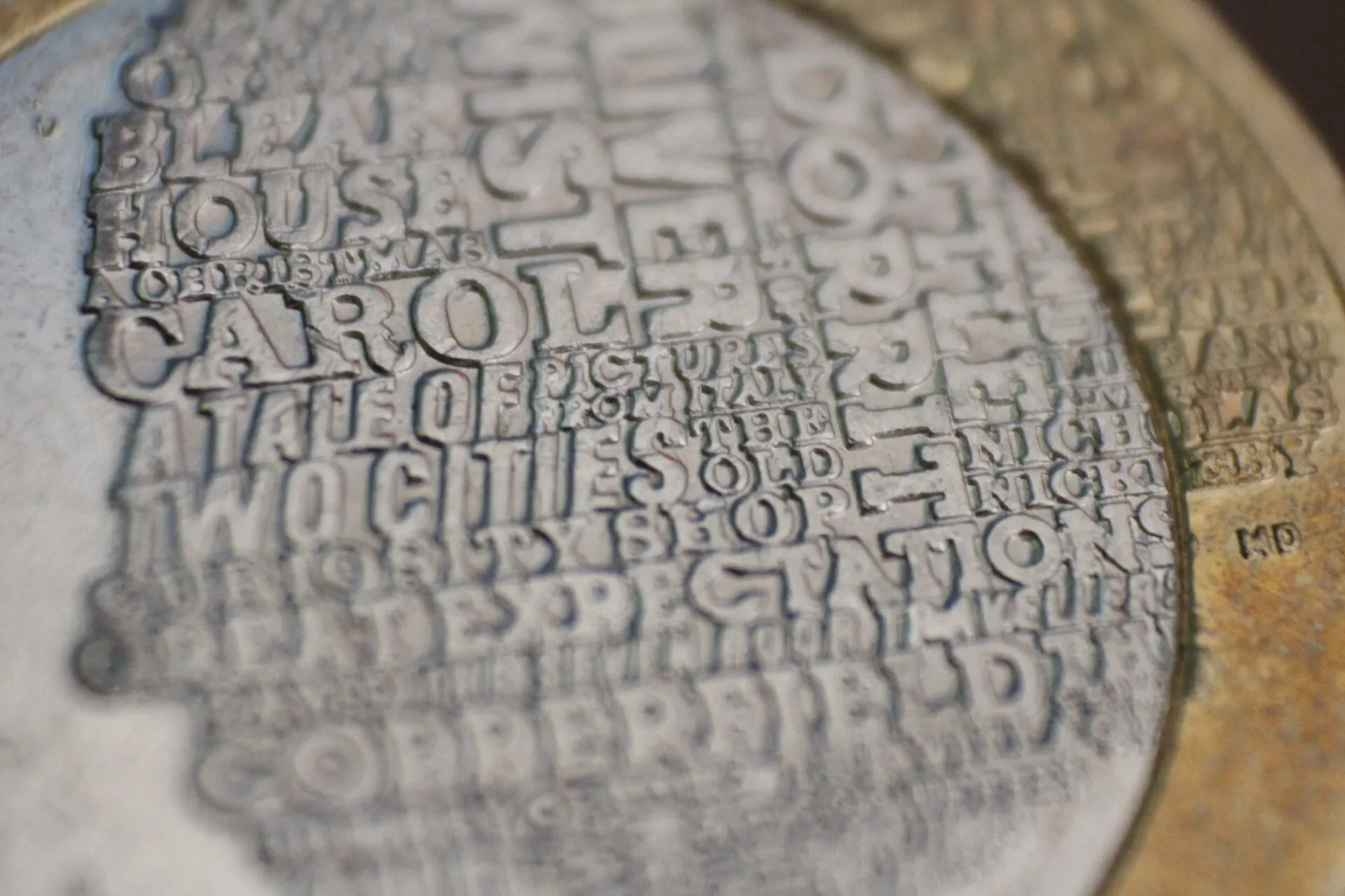 A close up of a two pound coin