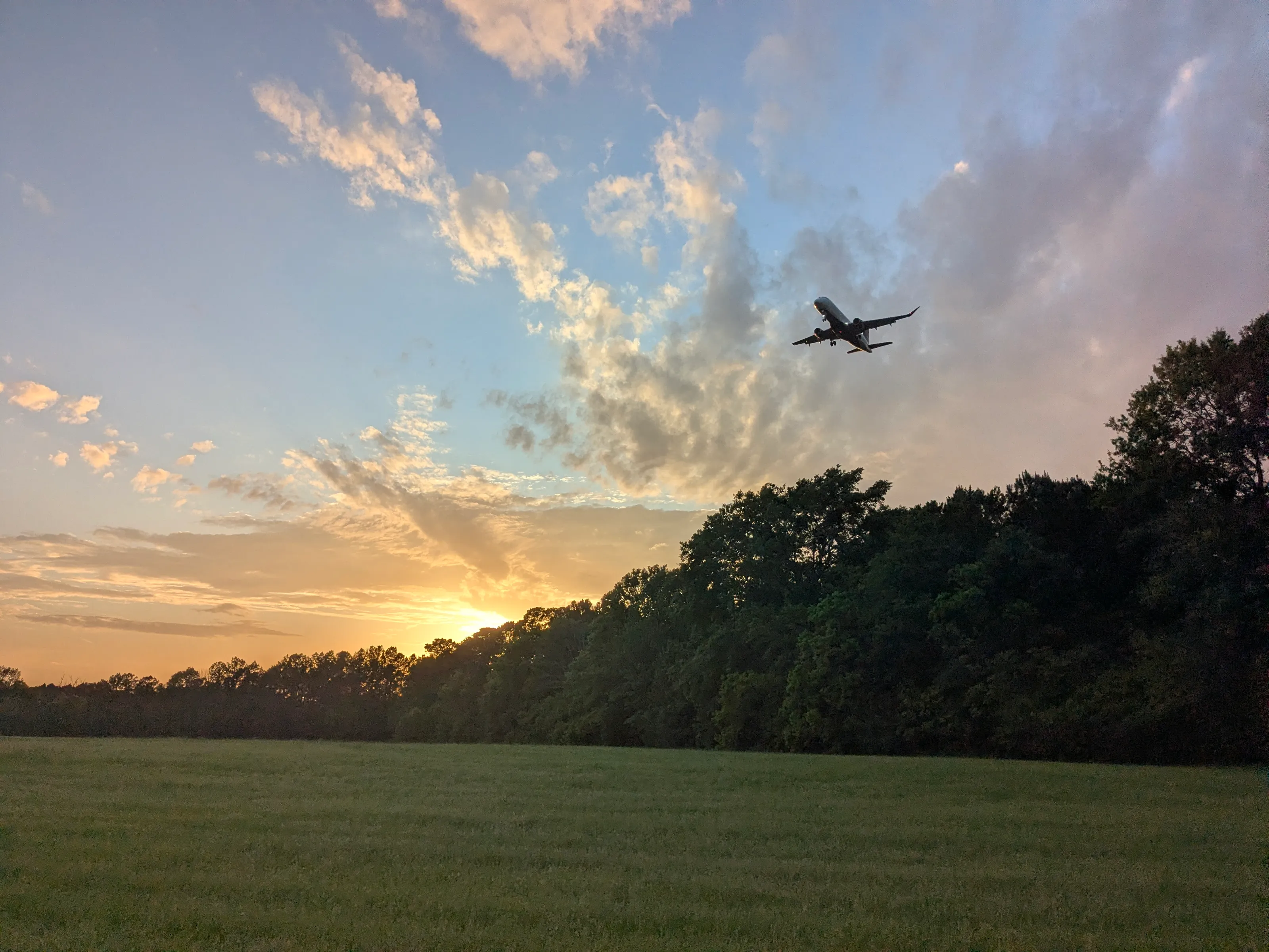 Plane in the sunset
