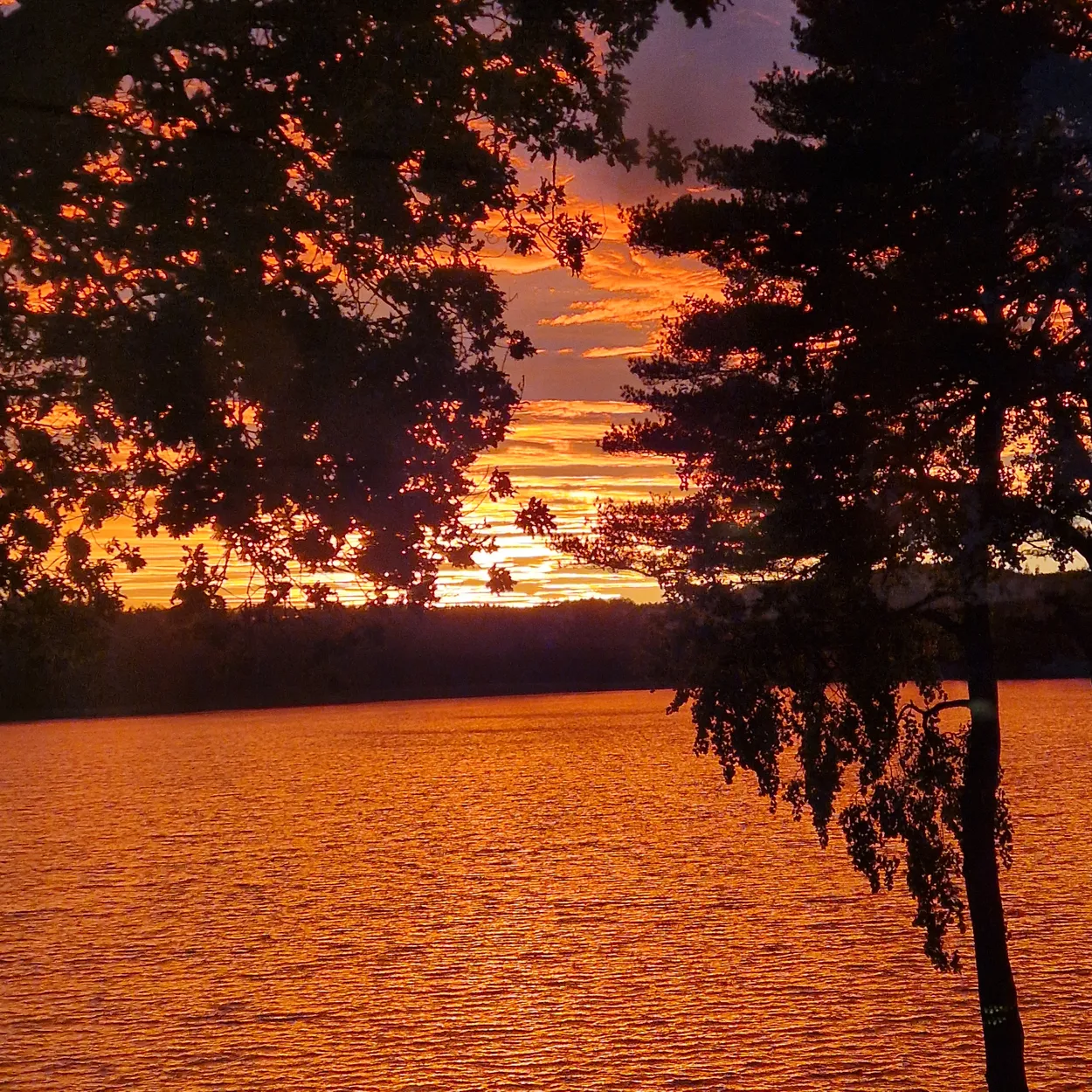 Intense Sunset by the Lake