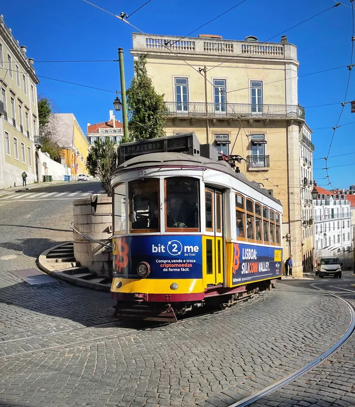 Tram coming up the hill