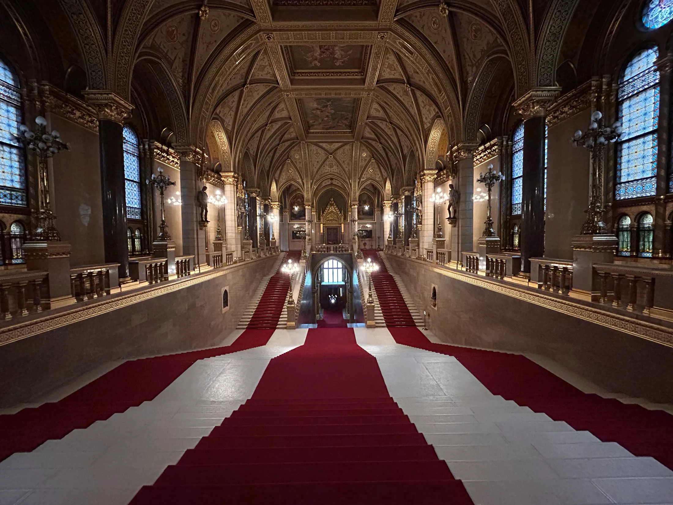 Red carpet in the Budapest Parliament
