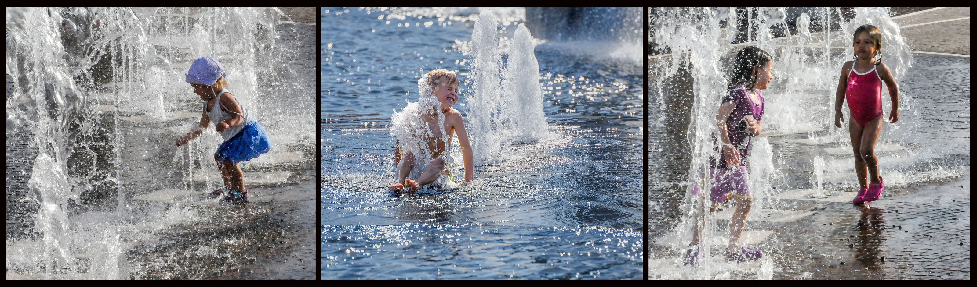 Triptychs of three candid children portraits