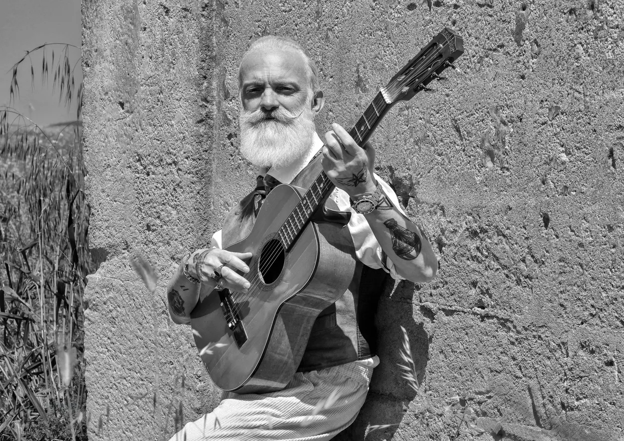 Playing guitar