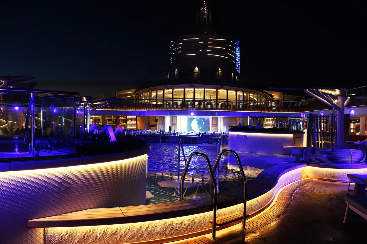 Oceania Allura Pool Deck at Night