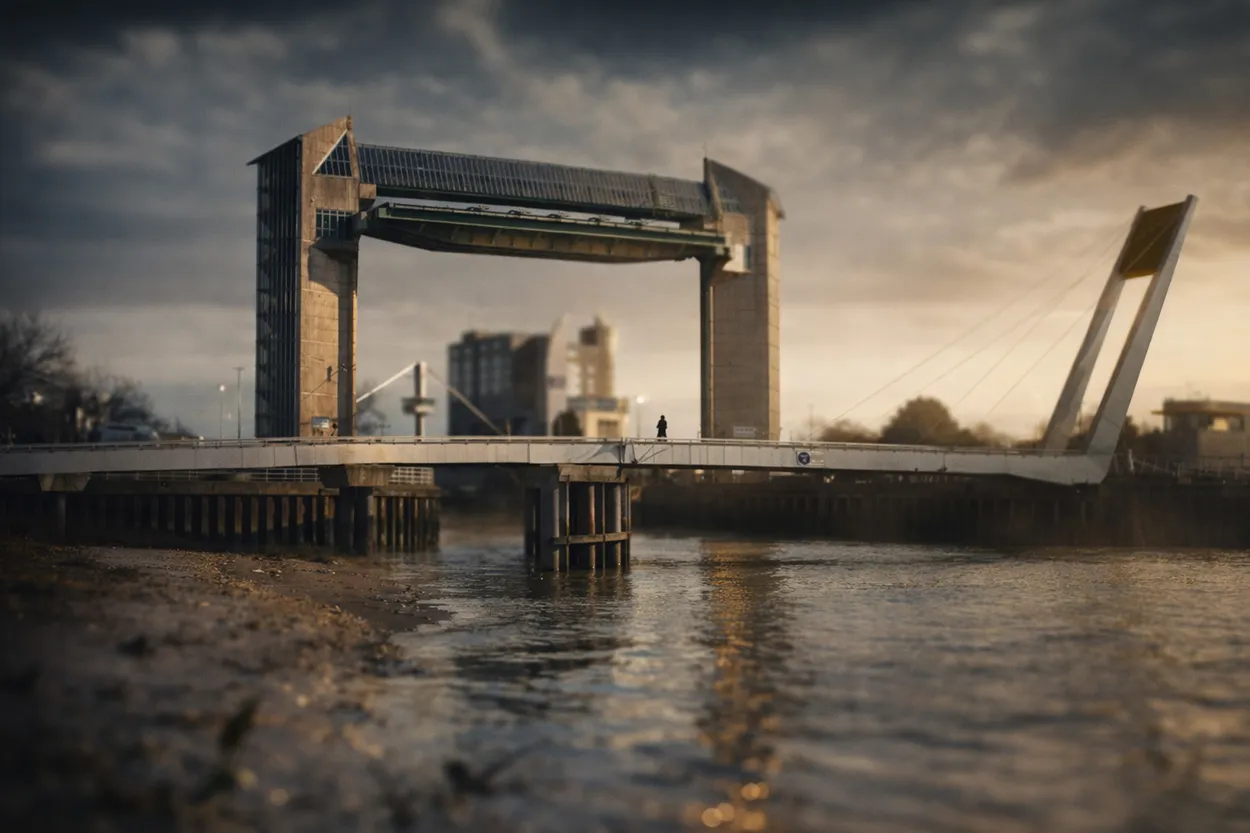 Drawbridge In Front Of  Myton Swing Bridge With Pedestrian Hull