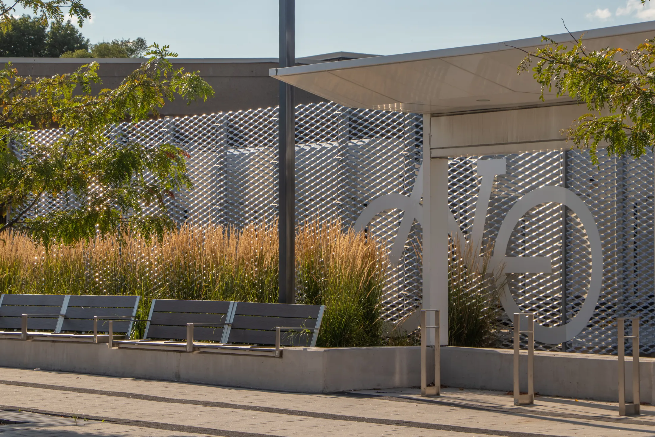 Bike Racks and Benches at a Transit Station