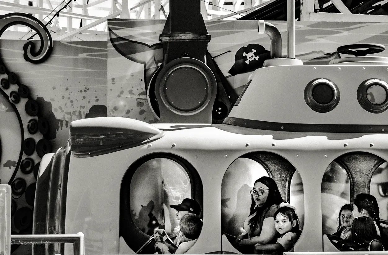 Yellow Submarine ride, Mother and  Daughter, San Diego California USA