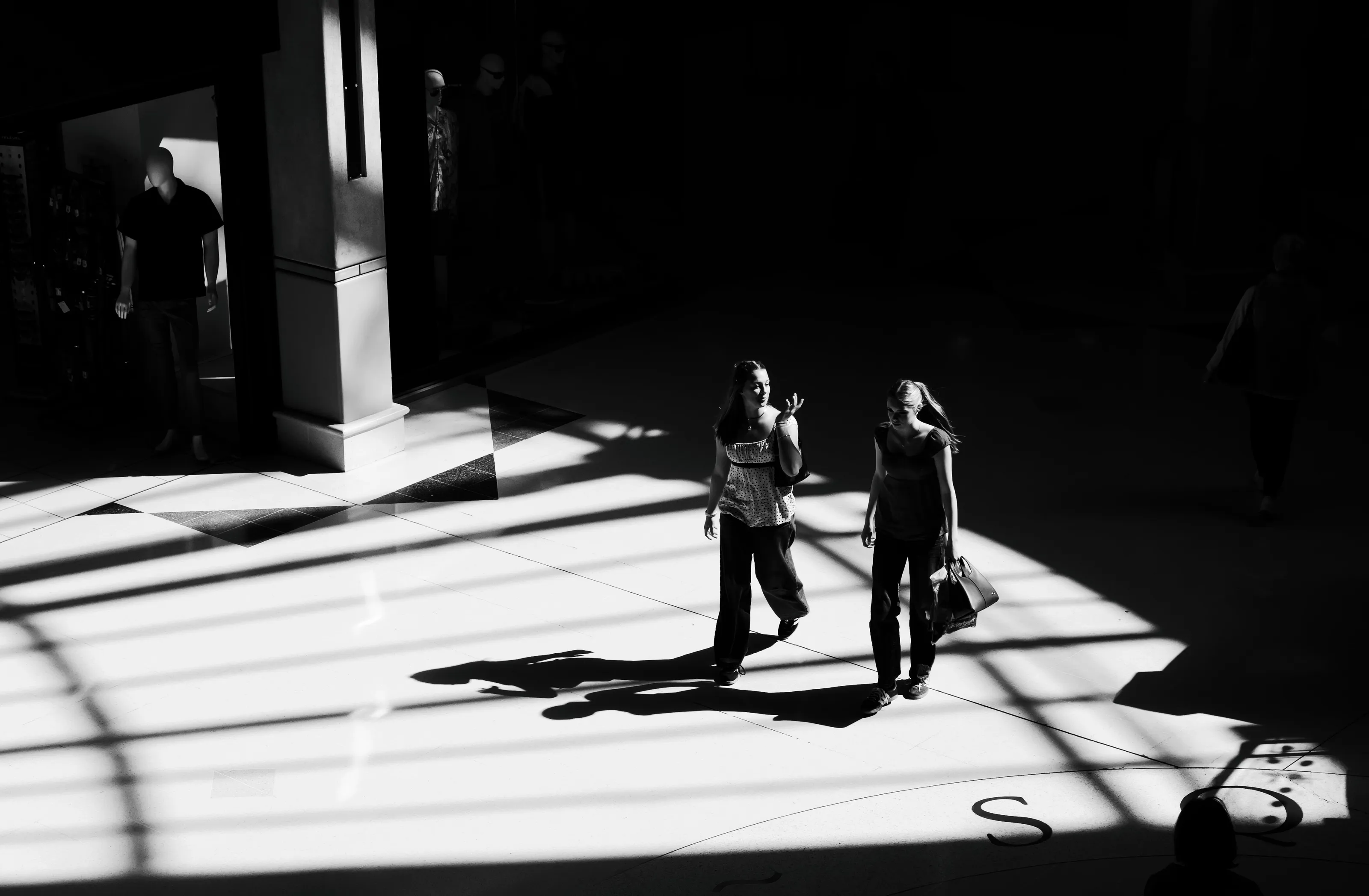 Shoppers highlighted in Castle Mall Norwich