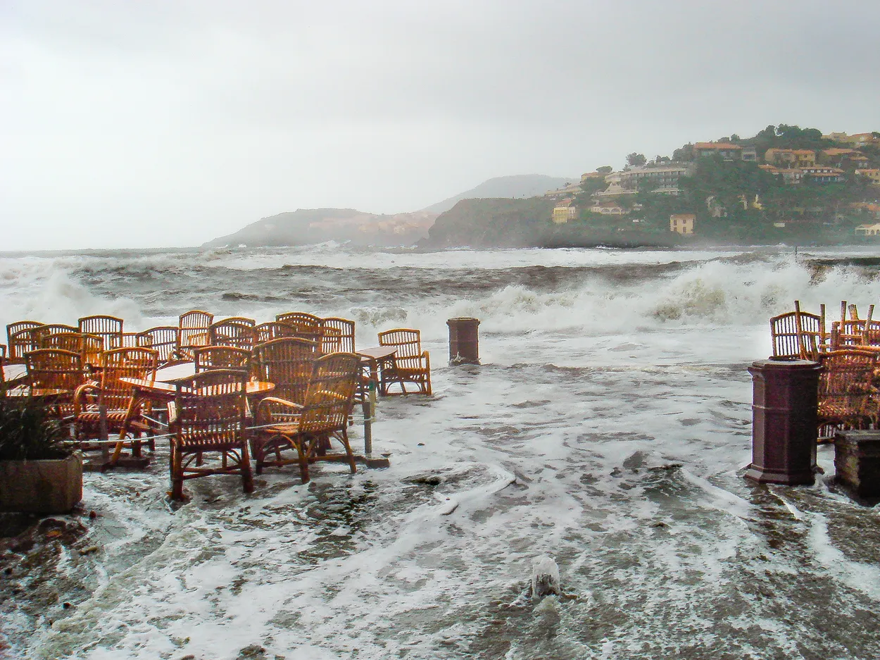 Beachfront Cafe in a Storm
