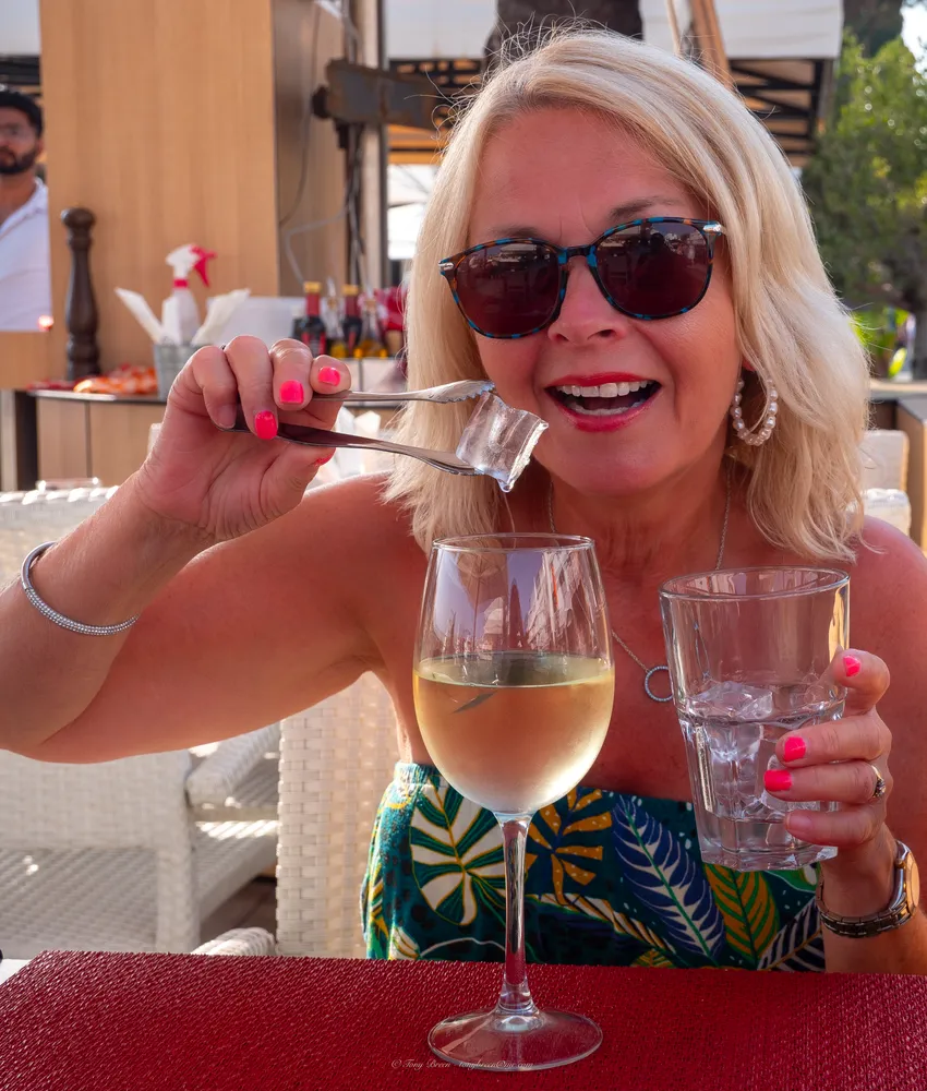 Ice cold glass of white wine.