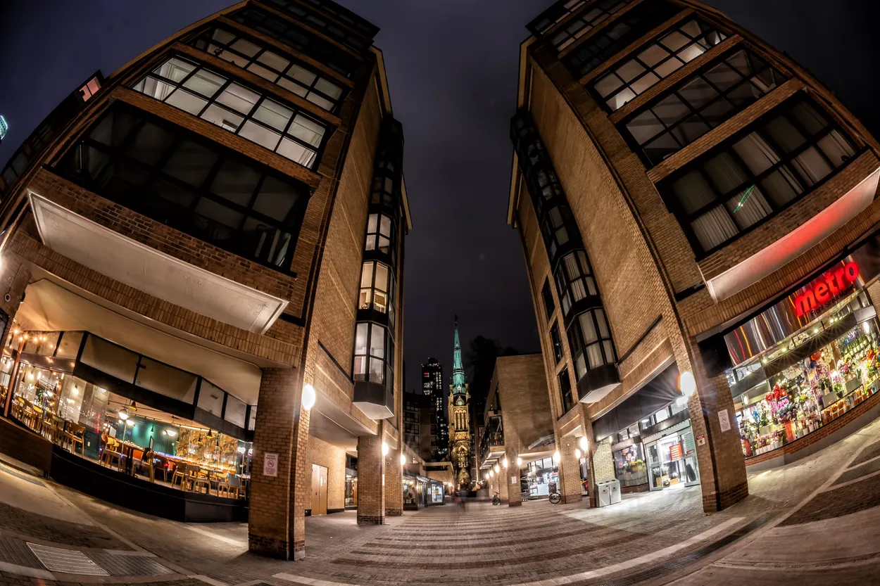 Fisheye Shot with St. James Cathedral in Rear