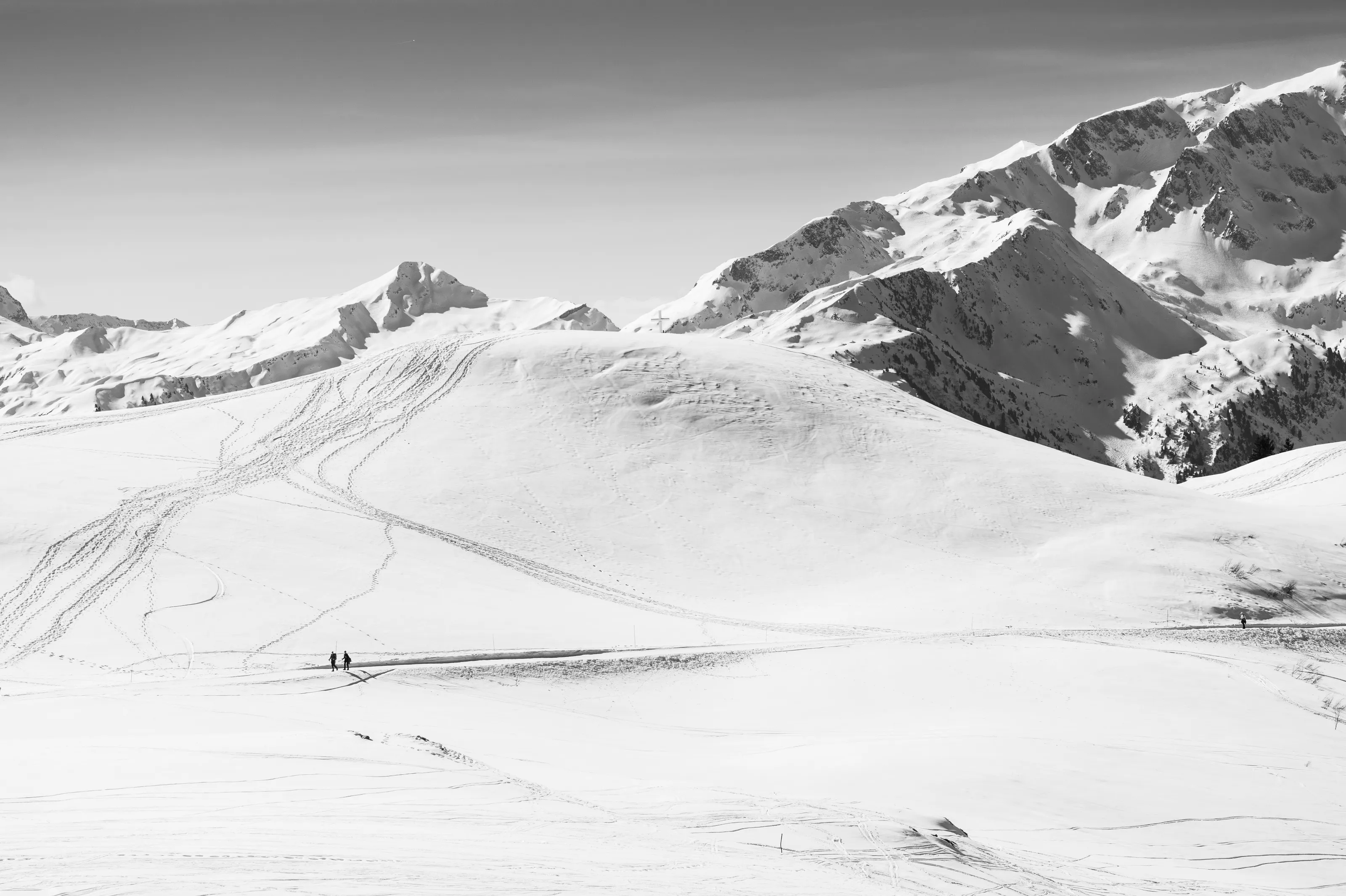 Hikers in the sunny French Alps