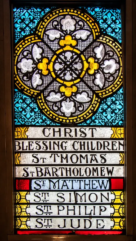 Stained Glass Window with Guide to the Other Windows