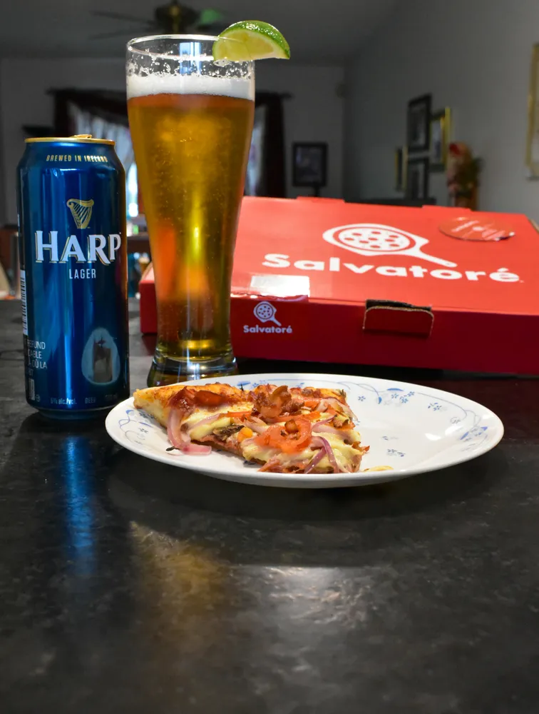 Cold beer and pizza