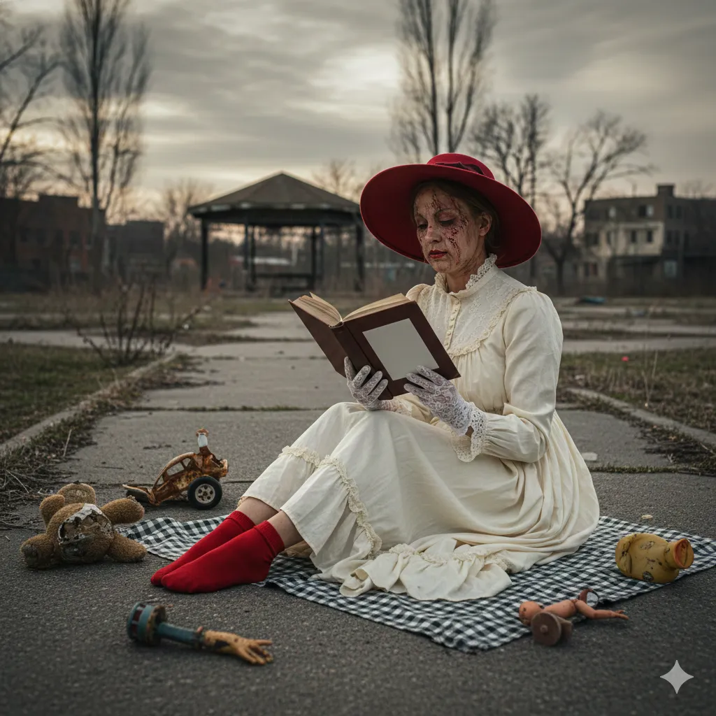 Reading in an abandoned park