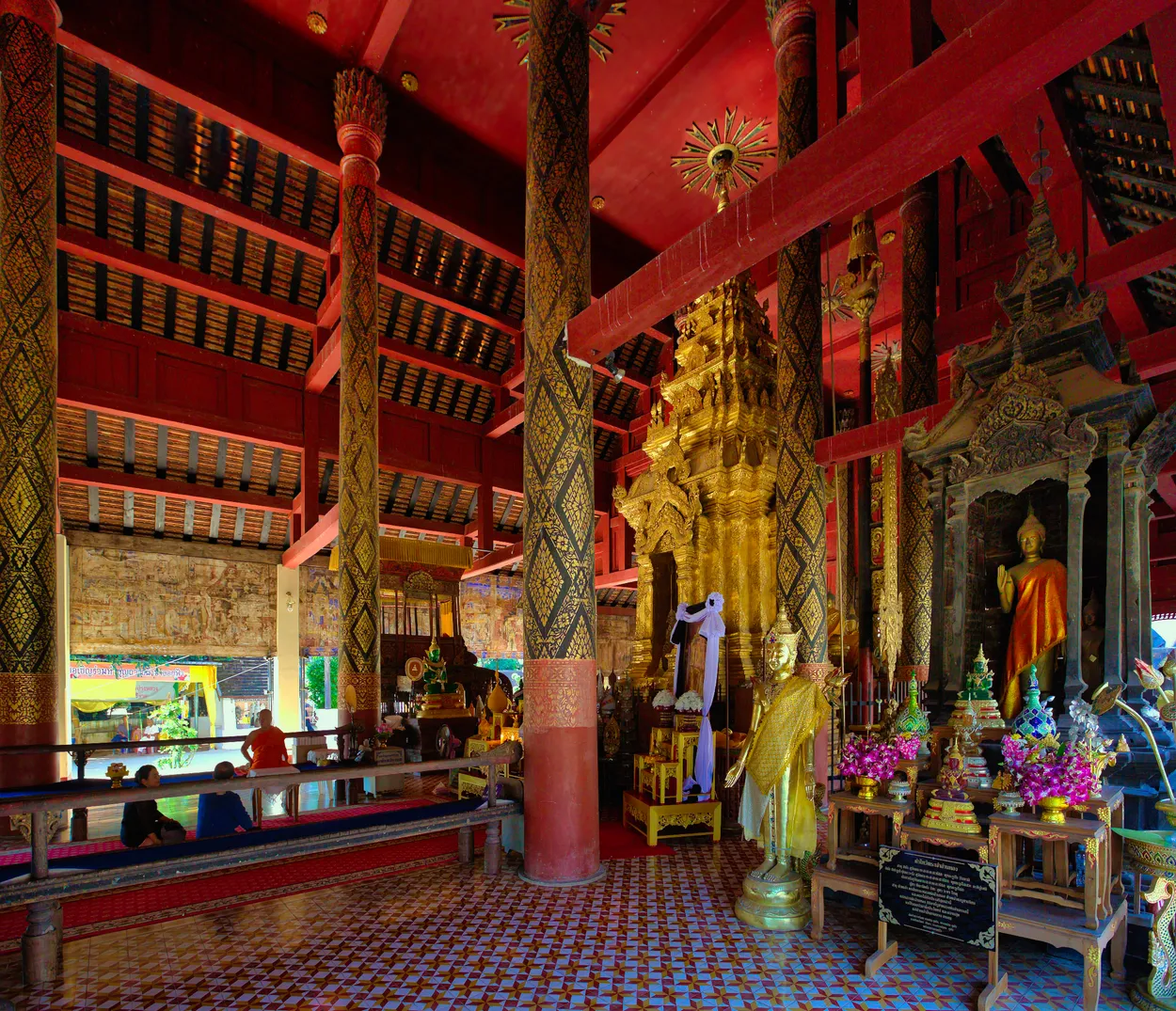 Inside a very old temple made of wood