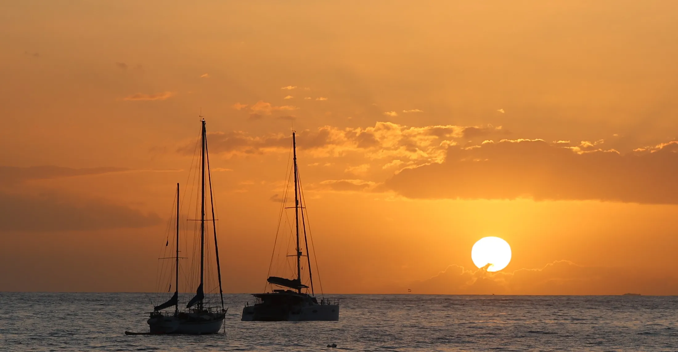 Tenerife sailboats at sunset