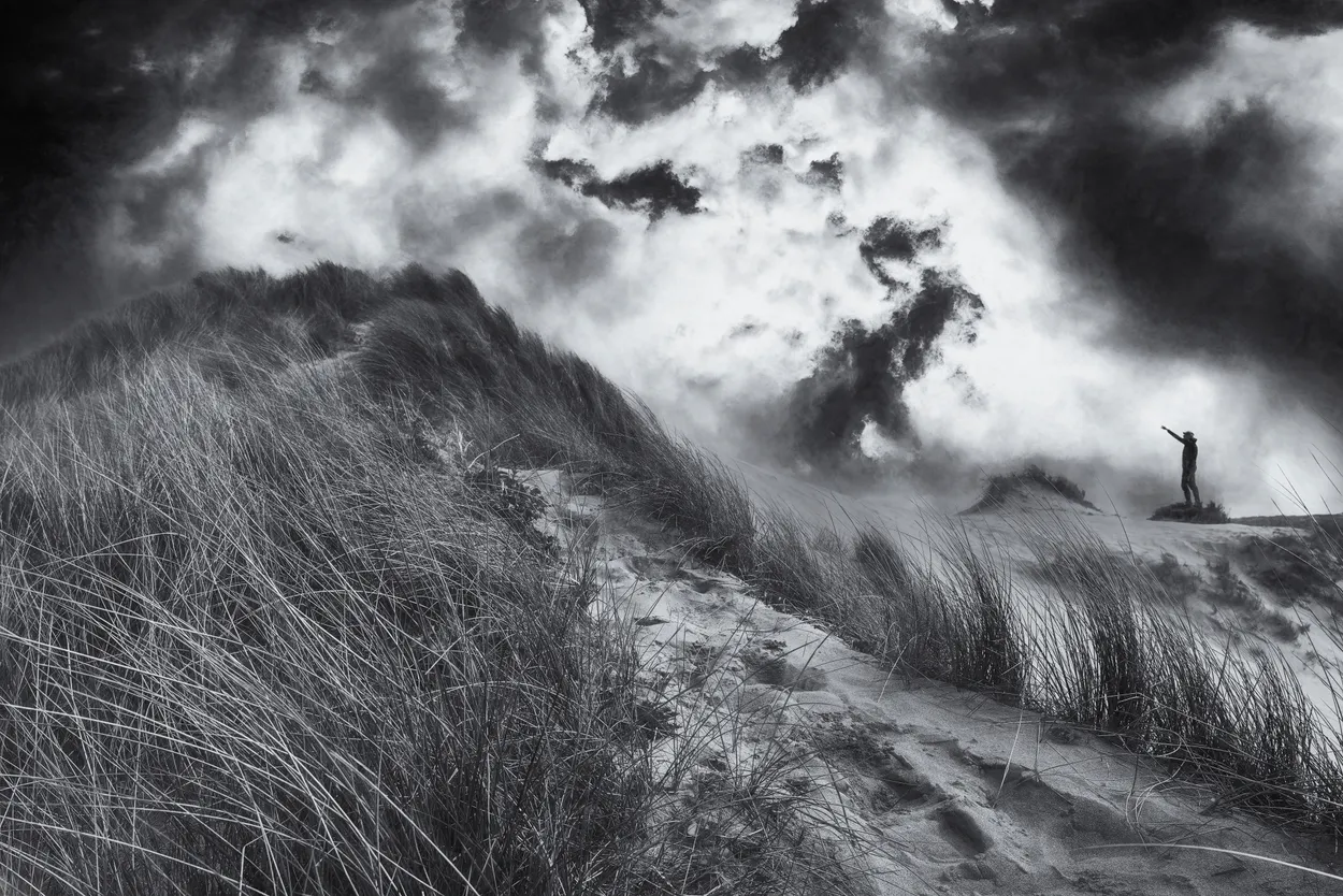 Walking the dunes at Holywell bay Cornwall UK