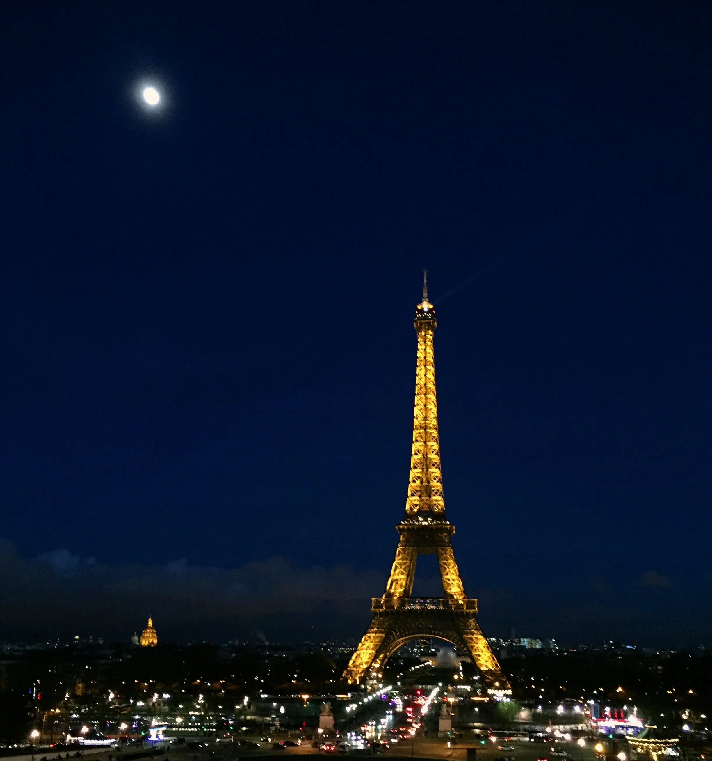 A Last Glance - The Moon & Eiffel Tower