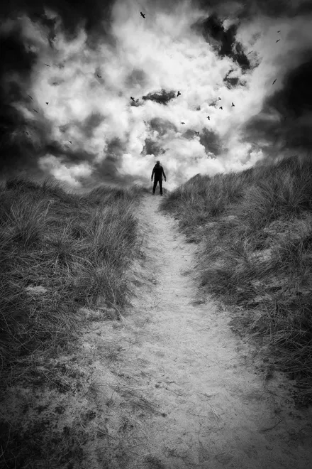 Walking the dunes at Holywell bay Cornwall UK