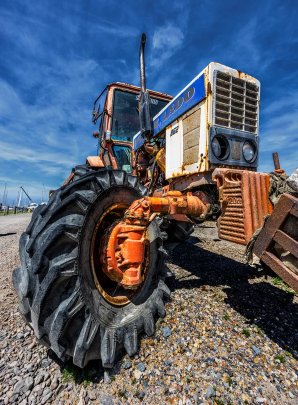 Tractor on full steering lock
