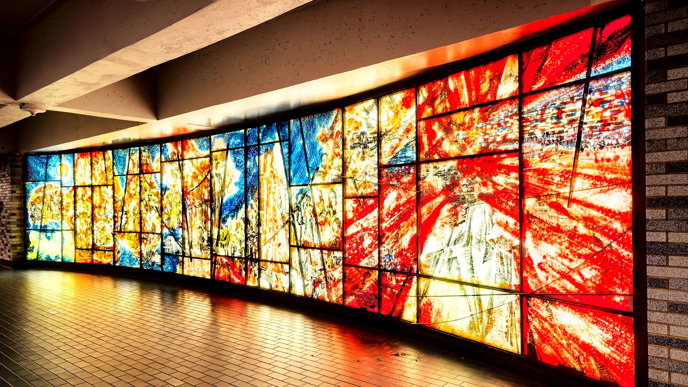 Stained glass mural, Montréal, Canada