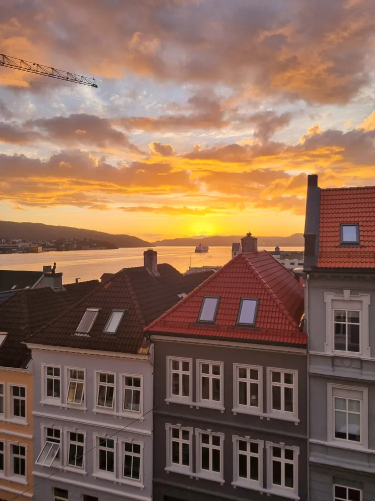 Sunset over the Bergen rooftops