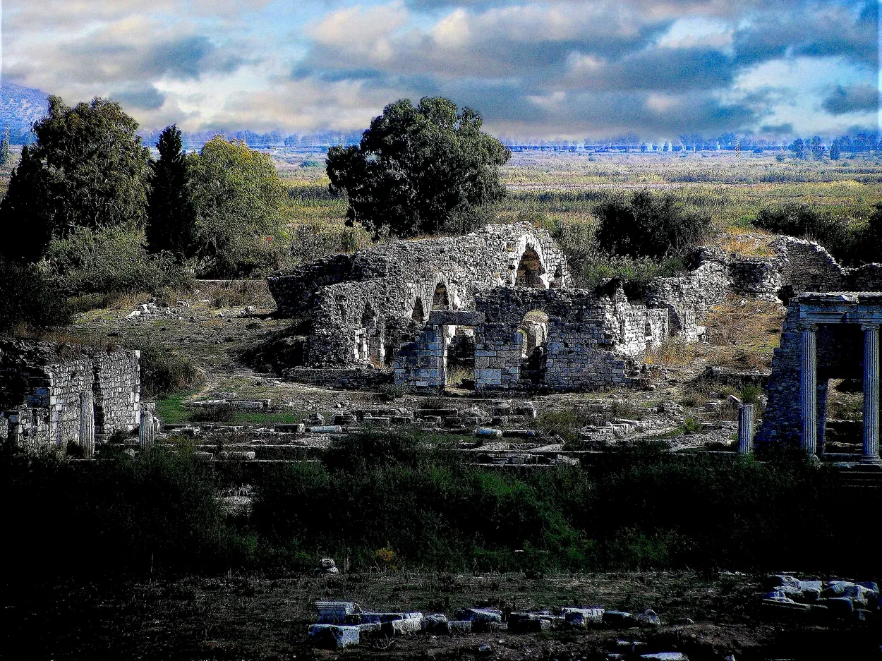 Excavated area in ancient city Miletos, Turkey