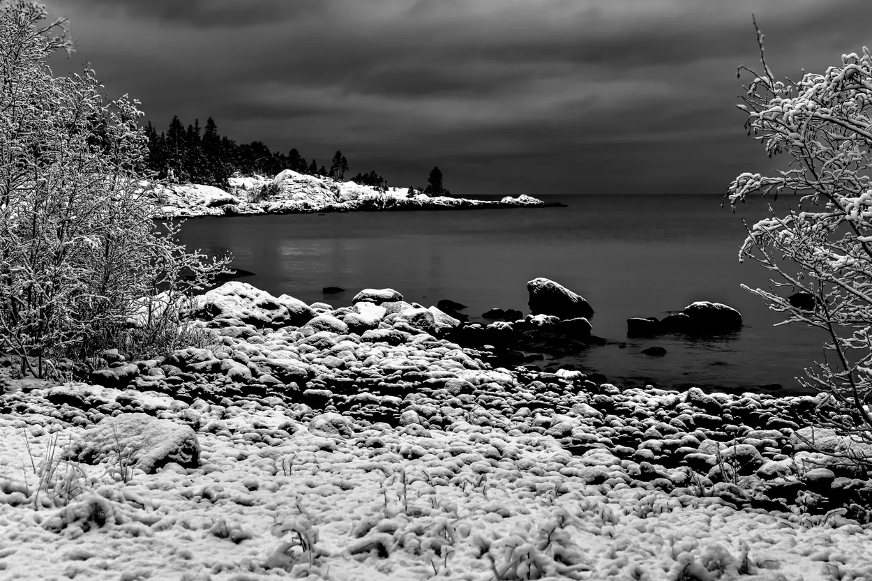 First snow by the sea