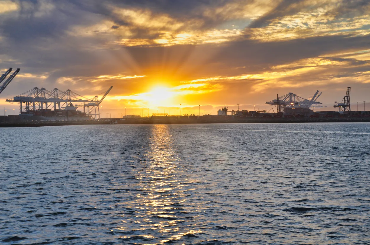Container Ship w/ Sunburst