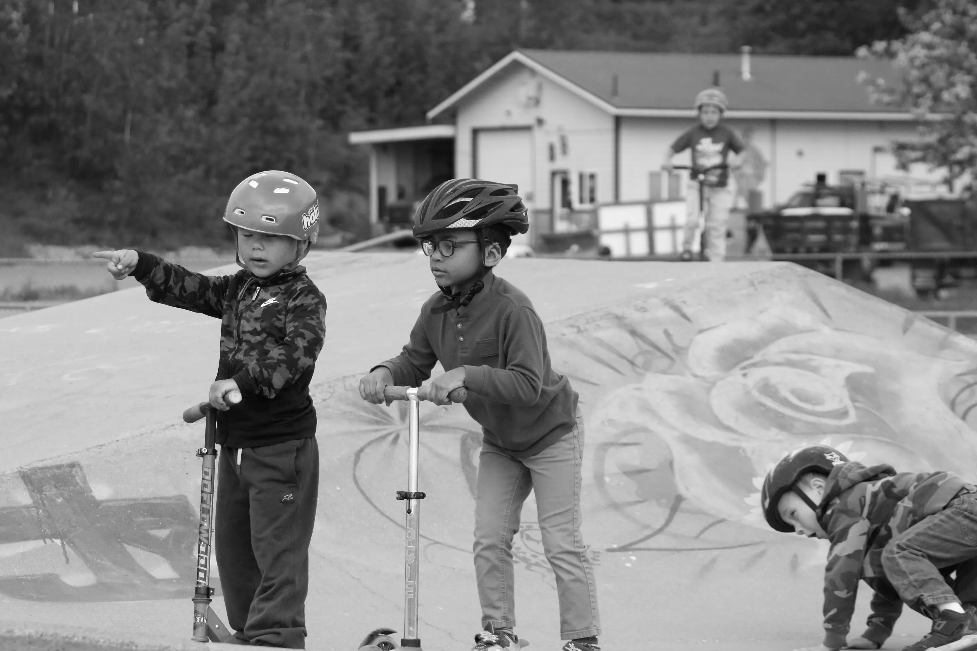 Scooters at the skate park