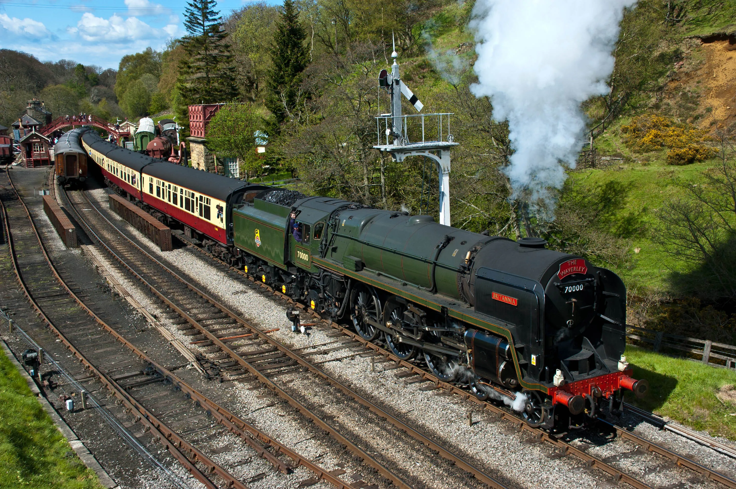The Waverly Steam Train Leaving Goathland Station in Yorkshire
