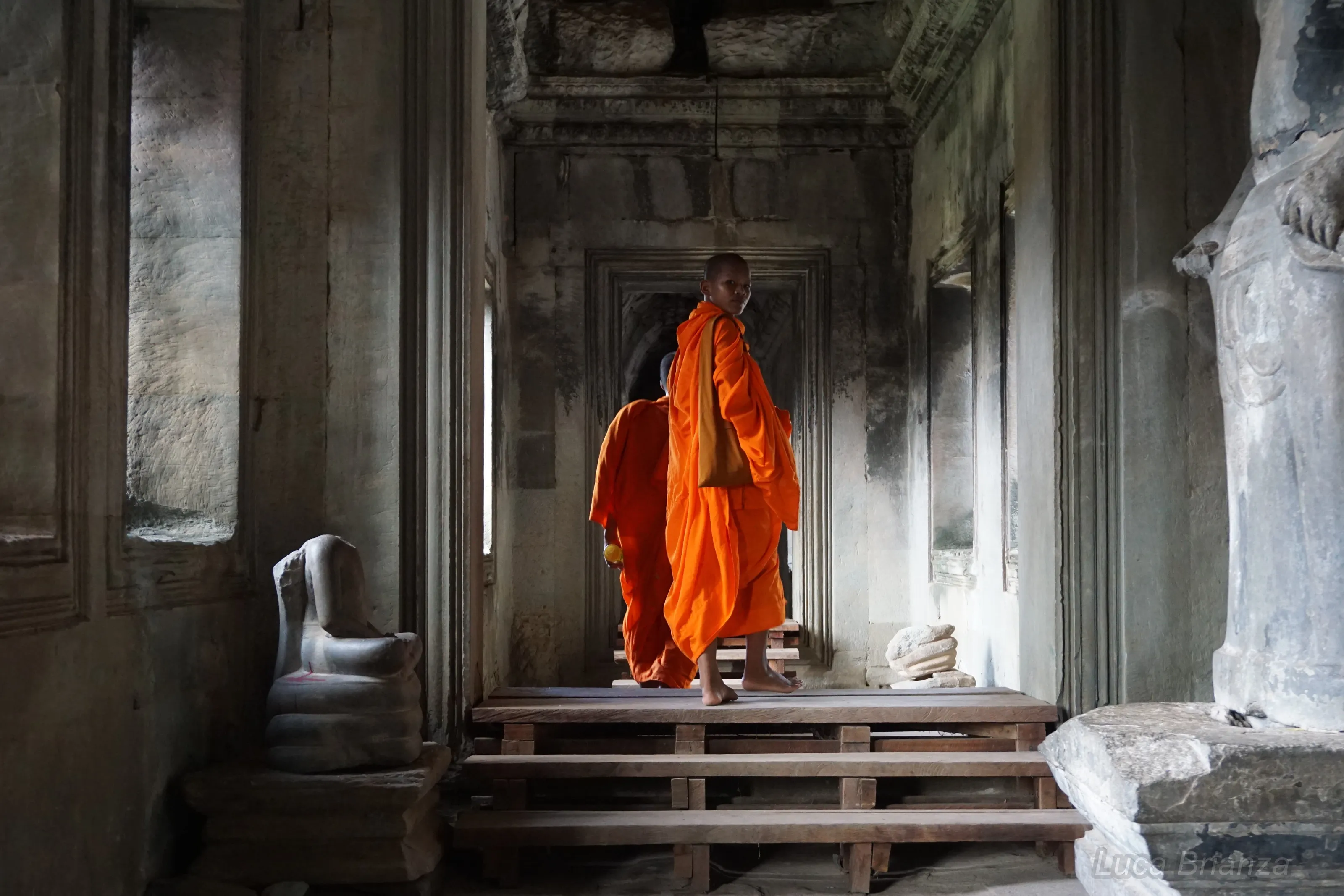 Monks in Angkor Wat temples, Cambodia