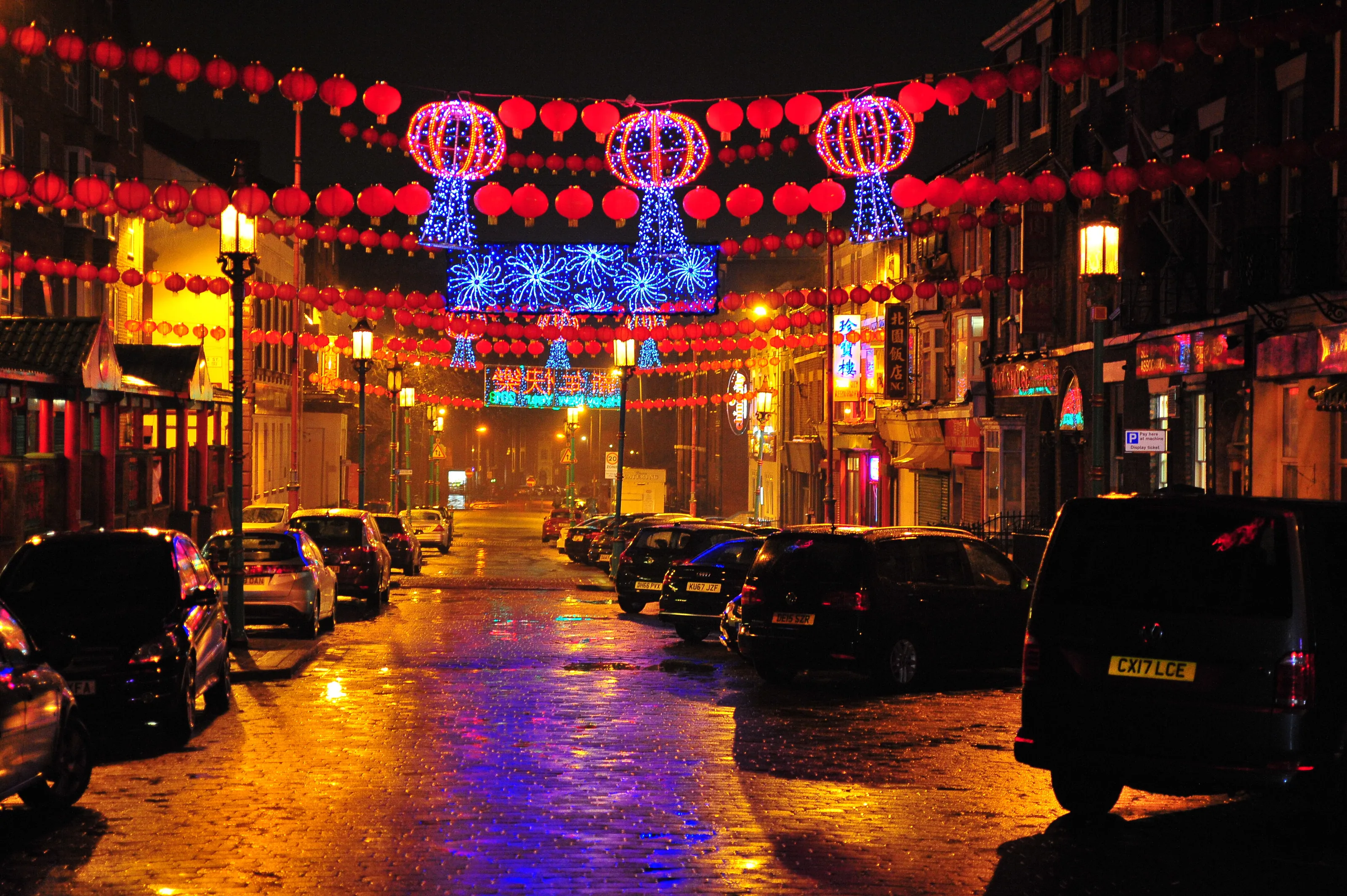 Wet night in Chinatown.