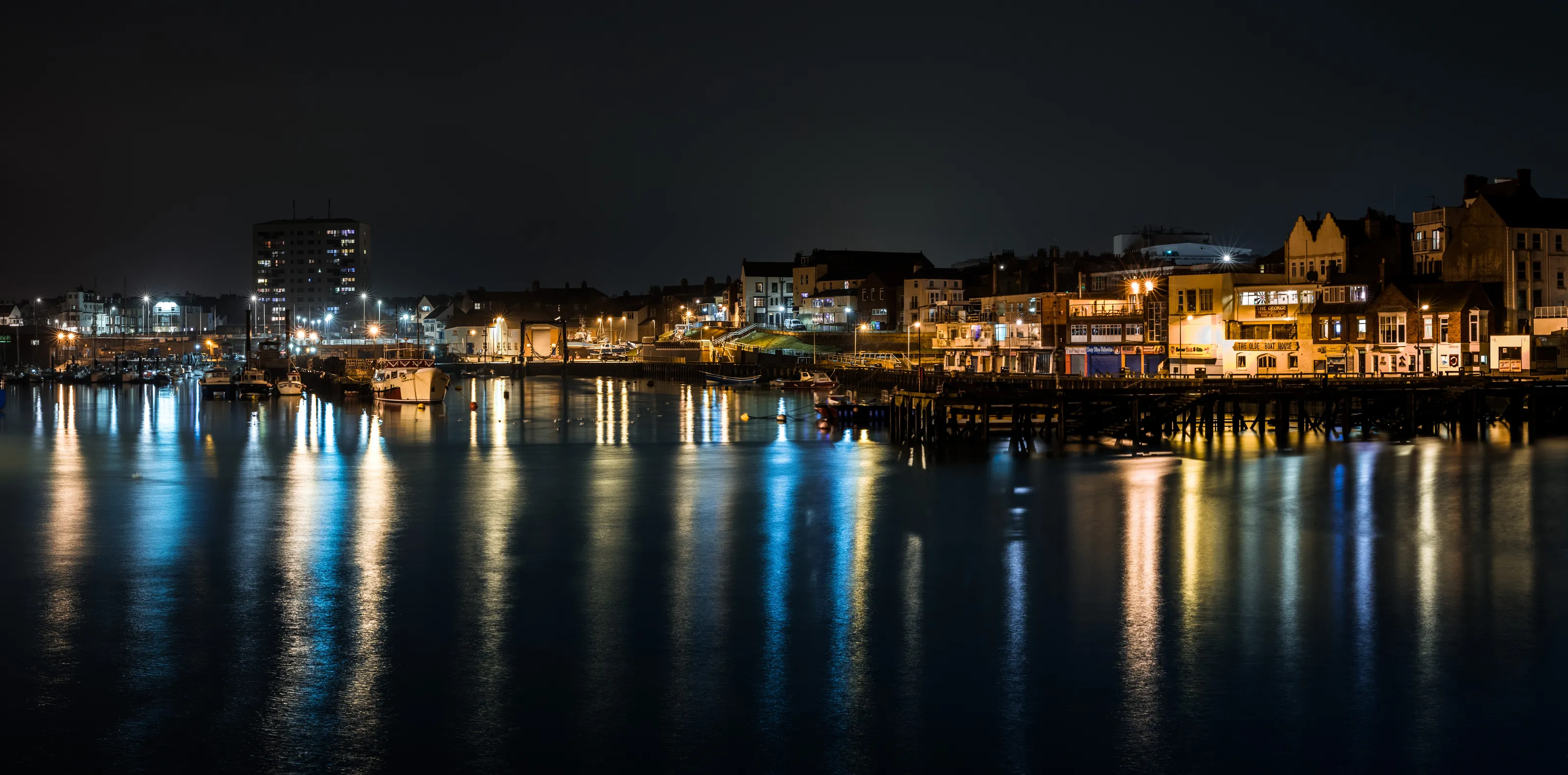 Bridlington Harbour at night