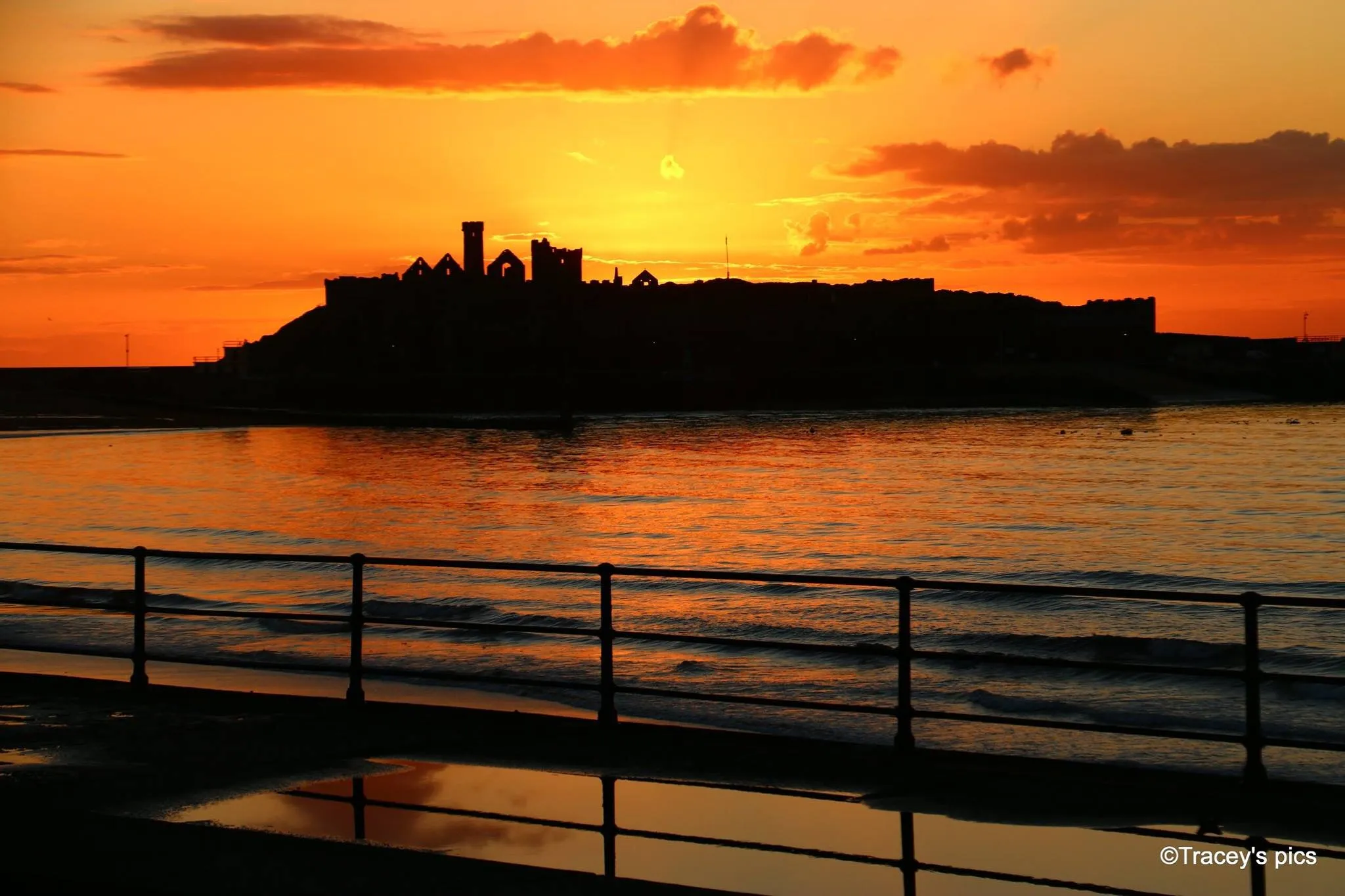 Peel Castle sunset Isle of Man