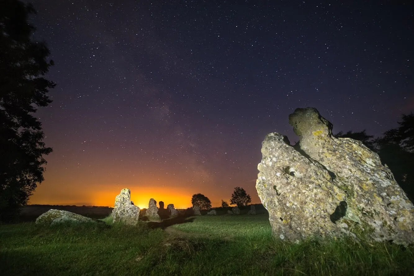 The Milky Way over the Rollright Stones