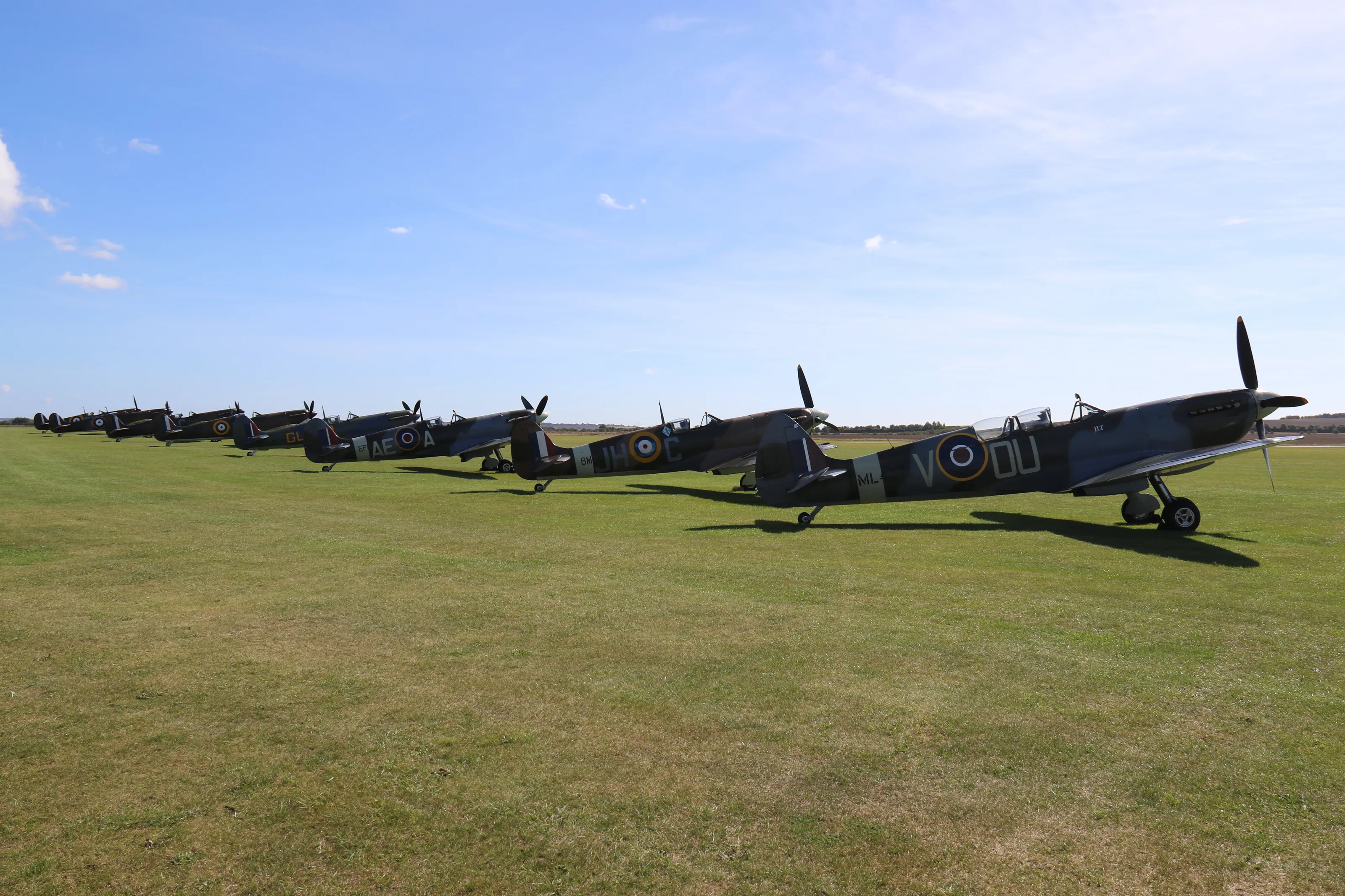The Line up Spitfires & Hurricanes