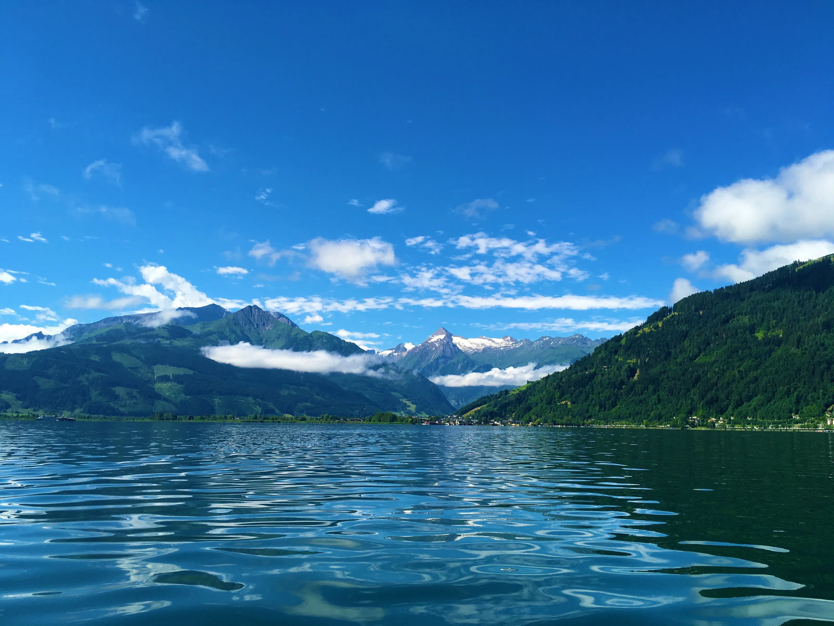 View of the Alps from Lake Zell, Austria