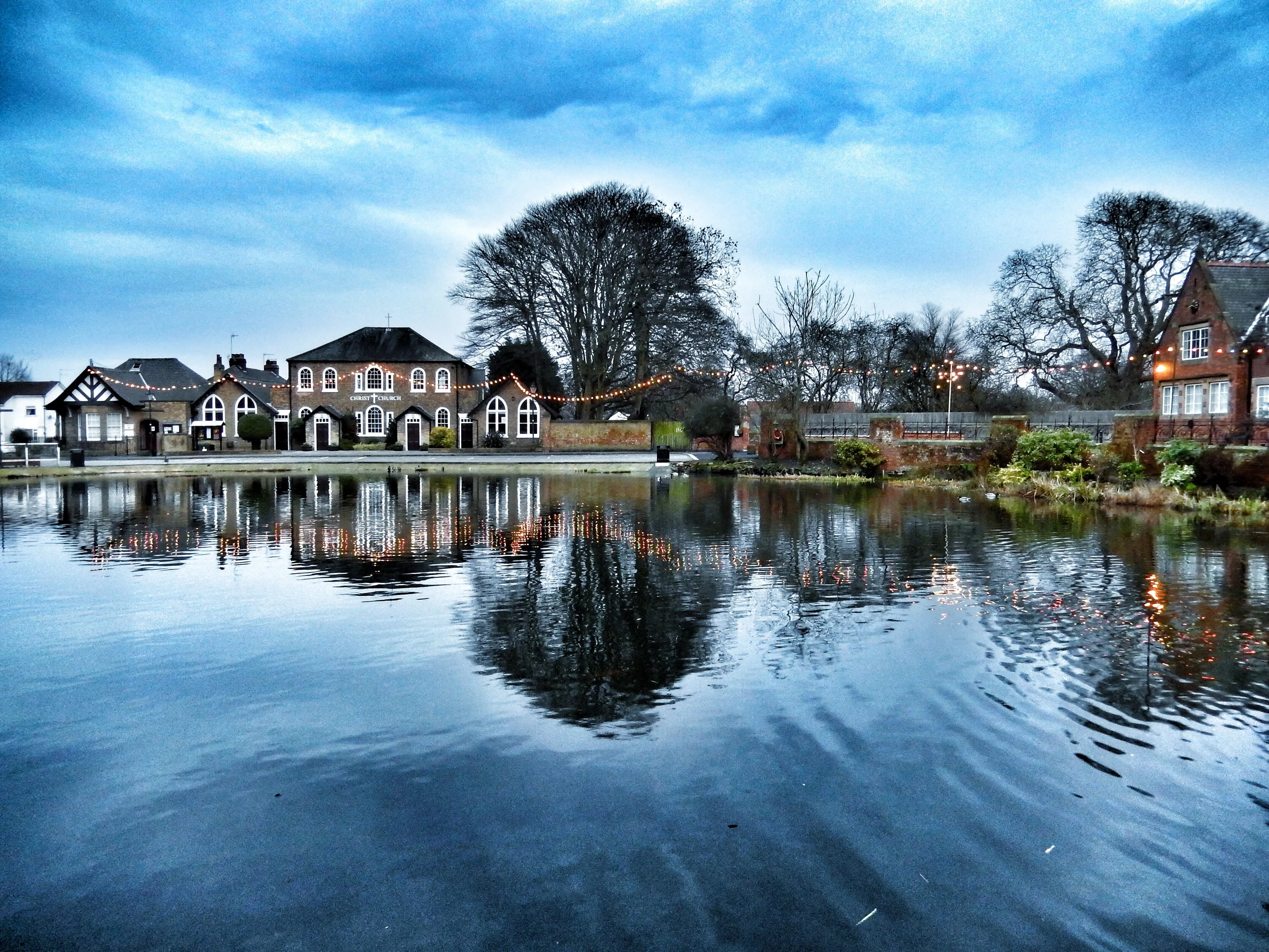 Pond at dusk