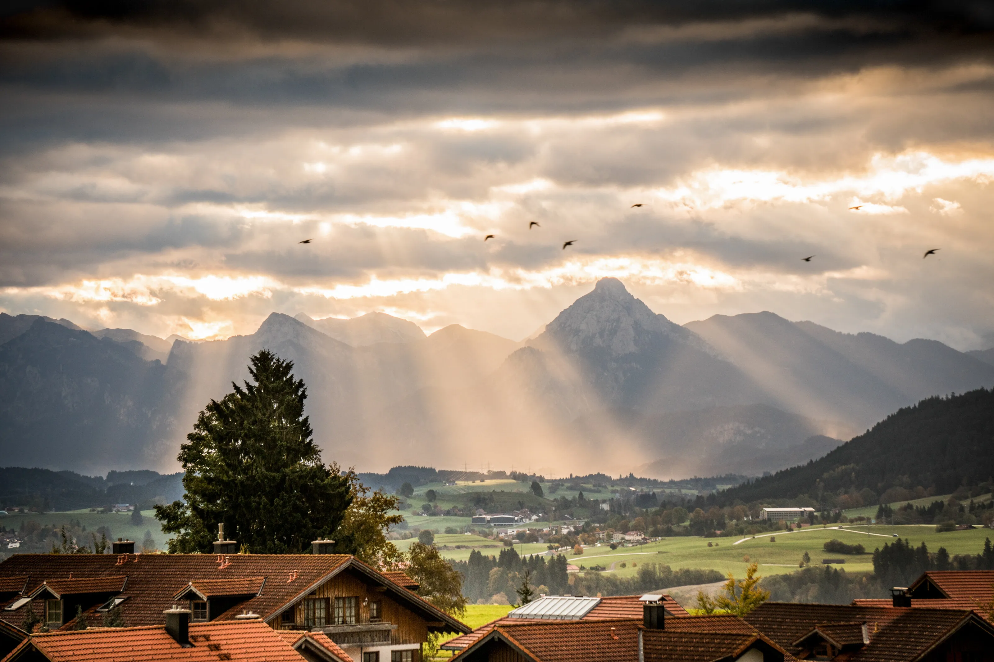 Sun Rays in the Bavarian Mountains