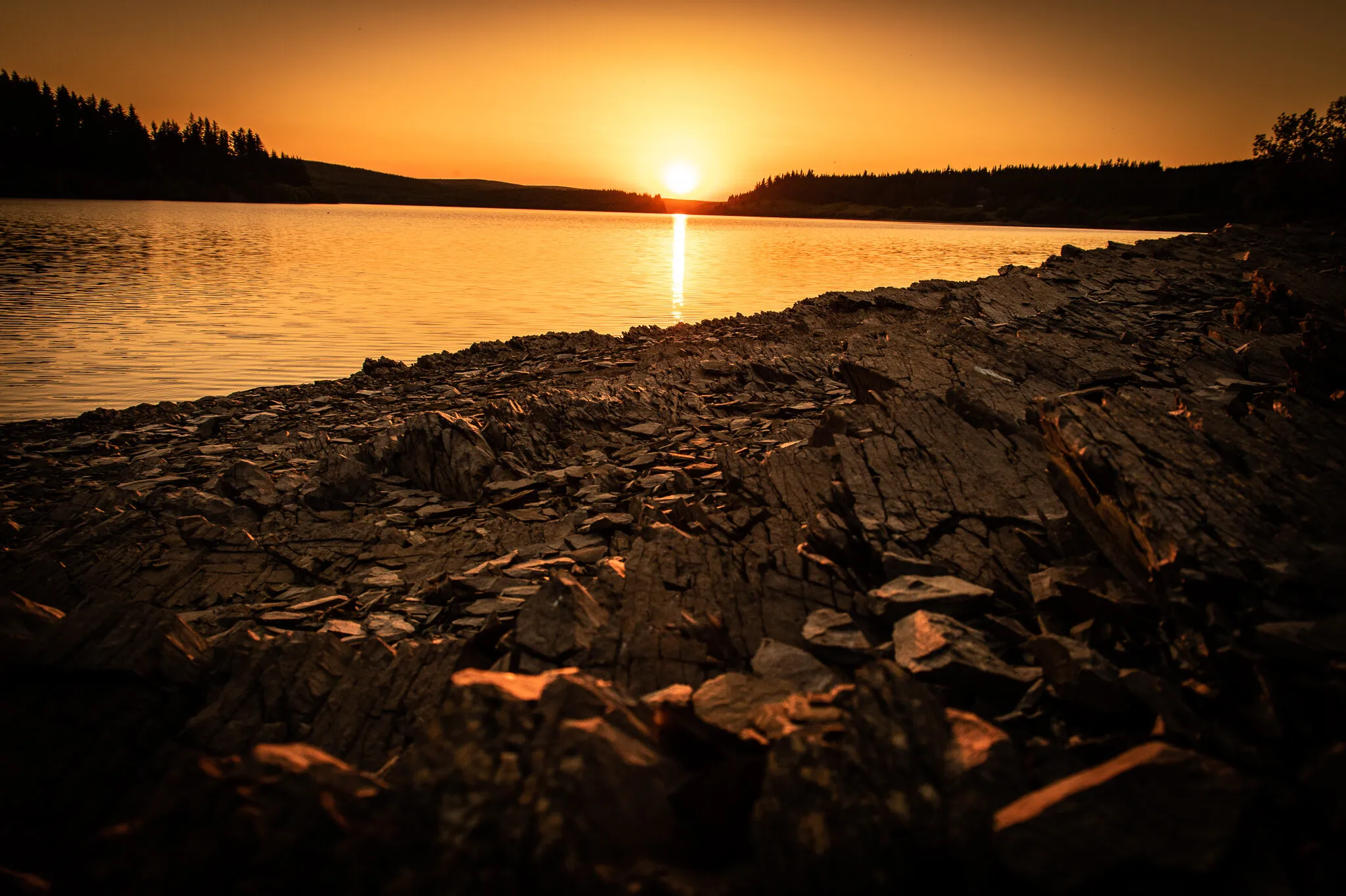 Sunset at a Reservoir in North Wales.