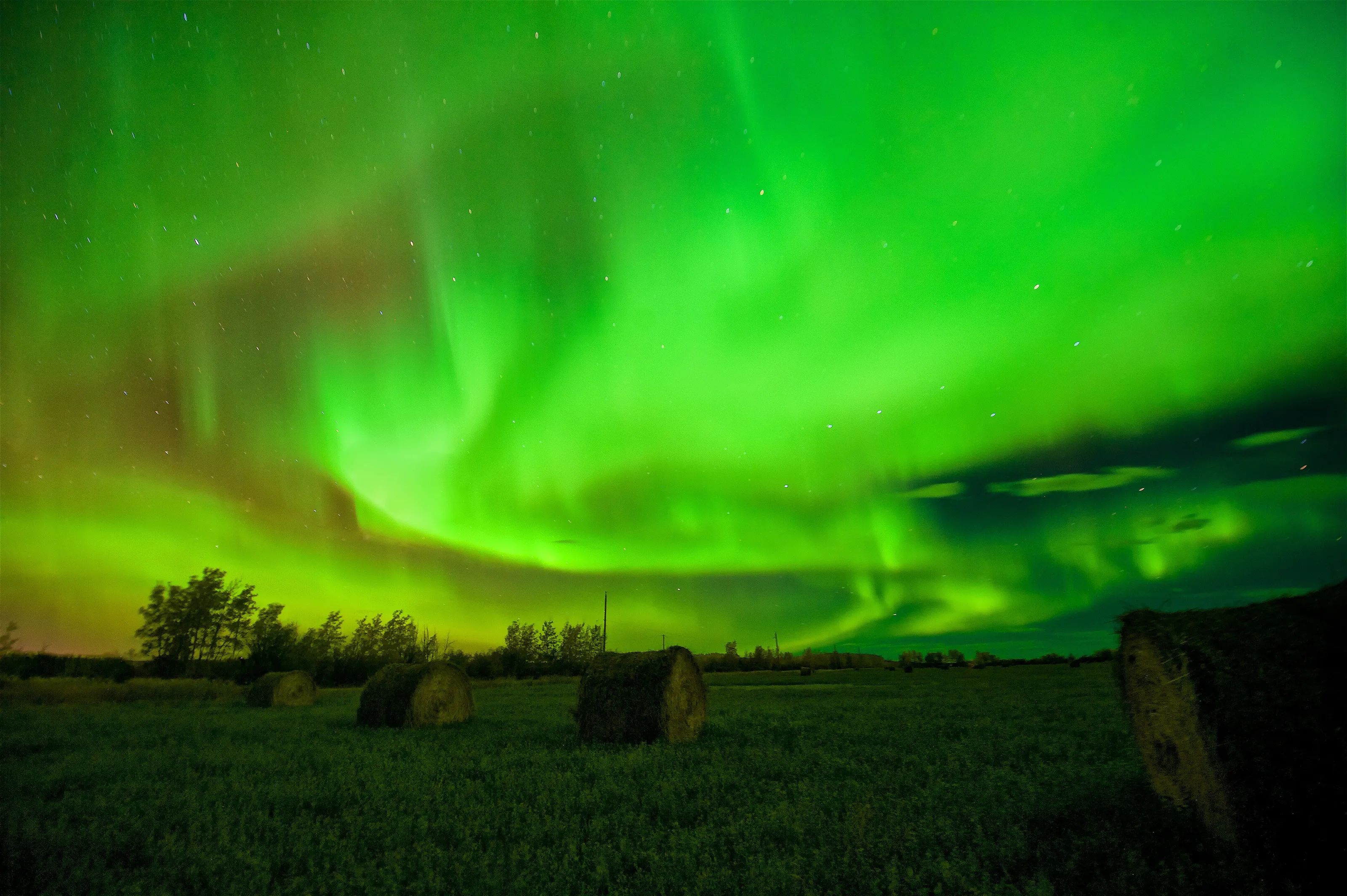 Aurora over Hay field